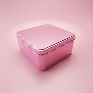 Lata de Metal Quadrada - Rosa - 11,5x11,5x5,5cm  - 1 unidade - Rizzo