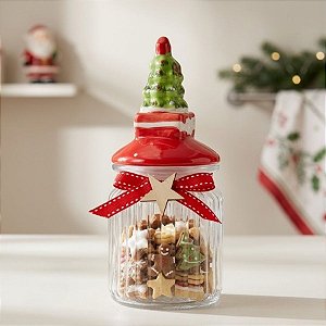 Pote Decorativo de Vidro de Natal - Árvore de Natal - 18x9cm - 300mL - 1 unidade - Rizzo