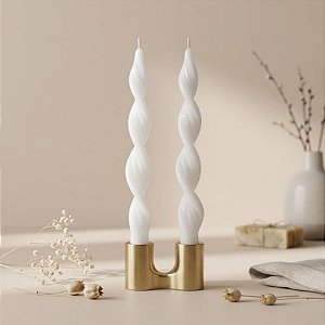 Vela Espiral Brilhosa - Branca - 25cm - 2 unidades - Rizzo
