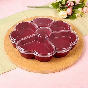 Petisqueira Em Acrílico - Foundue Box - Flor de Corações - Marsala - 25cm - 1 unidade - BlueStar - Rizzo