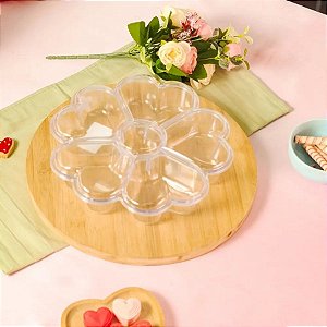 Petisqueira Em Acrílico - Foundue Box - Flor de Corações - Transparente - 25cm - 1 unidade - BlueStar - Rizzo