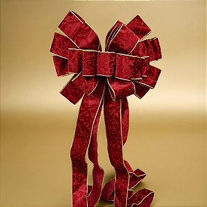 Laço de Veludo Vermelho e Borda Dourada - 33x135cm - 1 unidade - Rizzo