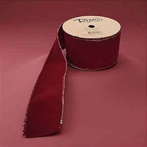 Fita Aramada Decorativa de Natal - Vinho - 6,3cm x 9,14m - 1 unidade - Rizzo