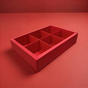 Caixa Pão de Mel Retangular com Tampa Luva - 6 cavidades -  Vermelha - 24x17x5cm - 1 unidade - Rizzo