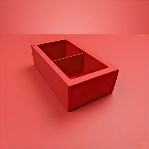 Caixa Pão de Mel Retangular com Tampa Luva - 2 cavidades -  Vermelha - 16x9x5cm - 1 unidade - Rizzo