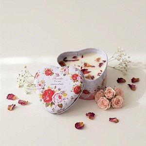 Vela Aromática - Lata Metálica Coração - Te Amo - Floral - 7,5cm - 1 unidade - Rizzo