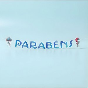 Faixa Decorativa "Parabéns" - Fundo do Mar - 160x16cm - 1 unidade - Regina - Rizzo