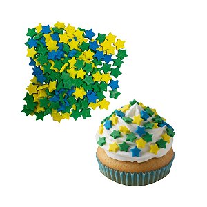 Confeito de Açúcar - Estrelas Brasil - Copa do Mundo - 20g - 1 unidade - Abelha Confeiteira - Rizzo