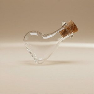 Mini Potinho de Vidro Decorativo com Rolha - Coração Deitado - 2ml - 3x2cm - 10 unidades - Rizzo