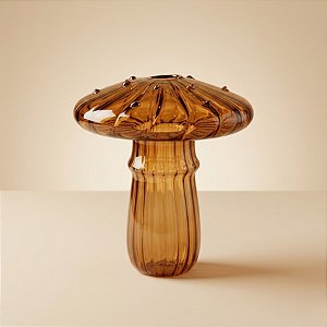 Vaso Decorativo de Vidro - Cogumelo - Marrom - 11x8,5x8,5cm - 1 unidade - Rizzo - Rizzo