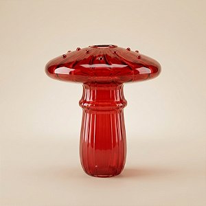 Vaso Decorativo de Vidro - Cogumelo - Vermelho - 11x8,5x8,5cm - 1 unidade - Rizzo - Rizzo