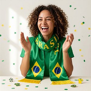 Faixa Decorativa de Tecido - Brasil - Copa do Mundo - 1,30m - 1 unidade - Rizzo