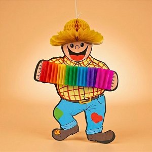 Enfeite Decorativo de Papel Seda - Caipira Sanfoneiro São João  - 23x33cm - 1 unidade - Rizzo