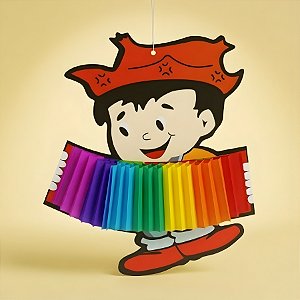 Enfeite Decorativo de Papel Seda - Menino com Sanfona Colmeia - 23x27cm - 1 unidade - Rizzo