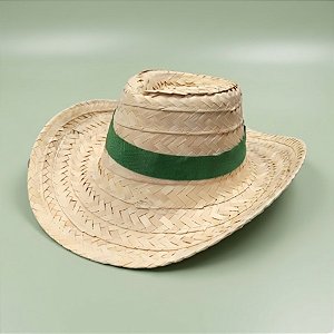 Chapéu de Palha Adulto - Fita Verde - 36x35x12cm - 1 unidade - Rizzo