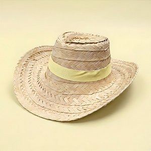 Chapéu de Palha Adulto - Fita Amarelo - 36x35x12cm - 1 unidade - Rizzo