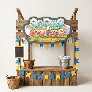 Placa De Sinalização em Papel para Festa Junina -  Sopas e Caldos - 50cm - 1 unidade - Festa Maluca - Rizzo