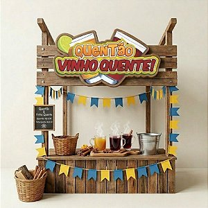 Placa De Sinalização em Papel para Festa Junina - Vinho Quente e Quentão - 50cm - 1 unidade - Festa Maluca - Rizzo