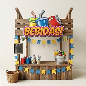 Placa De Sinalização em Papel para Festa Junina -  Bebidas - 50cm - 1 unidade - Festa Maluca - Rizzo