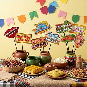 Plaquinhas Divertidas - Festa Junina - 10 unidades - Festa Maluca - Rizzo