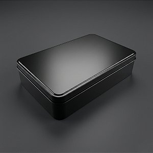 Lata de Metal Retangular - Preto - 19x12x4,5cm  - 1 unidade - Rizzo