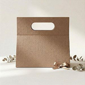 Caixa de Papel Rígido com Alça  - Marrom - 22x9,5x20,5cm - 1 unidade - Rizzo