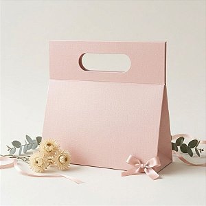 Caixa de Papel Rígido com Alça  - Rosa - 22x9,5x20,5cm - 1 unidade - Rizzo