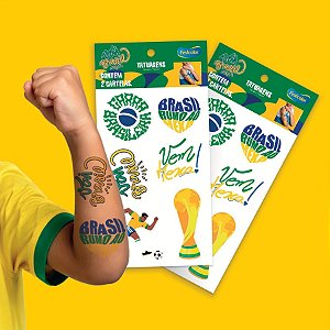 Tatuagem Temporária para Pele - Copa do Mundo - Brasil  - 12 unidades - FestColor - Rizzo