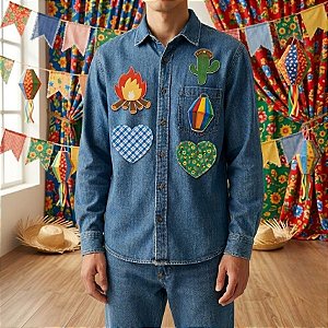 Adesivo Remendo de Festa Junina - Modelo 1 - 10cm - 5 unidades - Rizzo