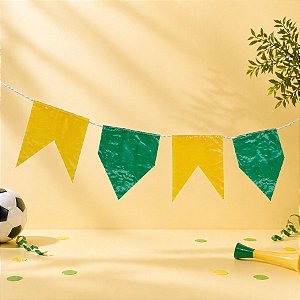 Varal de Bandeirinha Copa do Mundo - Verde e Amarelo - 10m - 1 unidade - Rizzo