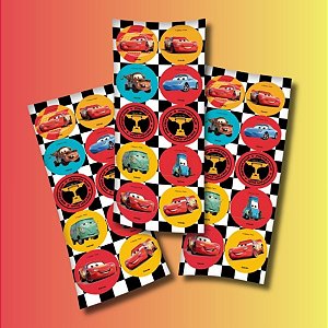 Adesivo Redondo - Carros - 4x4cm - Disney Original - 30 unidades - FestColor - Rizzo