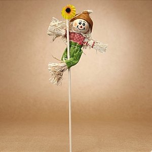 Espeto para Jardim Espantalho de Festa Junina - Chapéu Marrom - 32x12cm - 1 unidade - Rizzo