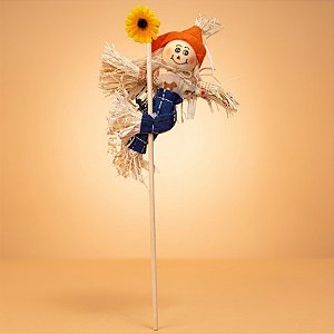 Espeto para Jardim Espantalho de Festa Junina - Chapéu Laranja - 32x12cm - 1 unidade - Rizzo