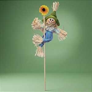 Espeto para Jardim Espantalho de Festa Junina - Chapéu Verde - 32x12cm - 1 unidade - Rizzo