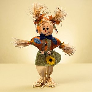 Enfeite Decorativo de Festa Junina Espantalho com Base - Menina - 12x33x5cm - 1 unidade - Rizzo