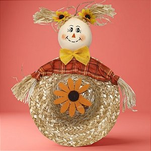 Espantalho Decorativo para Festa Junina - Chapéu Menina - 19,5x32x5cm - 1 unidade - Rizzo