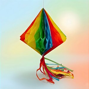 Enfeite Decorativo de Papel Seda - Balão Junino Colorido com Rabiola - 29x30cm - 1 unidade - Rizzo