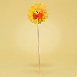 Espeto para Jardim Girassol - Laço Laranja - 32cm - 1 unidade - Rizzo