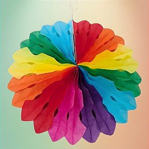 Enfeite Decorativo de Papel Seda Leque Colorido - 29,5x29,5cm - 1 unidade - Rizzo