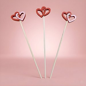 Pick Decorativo para Doces - Dois Corações - 12,5cm - 1 unidade - Rizzo