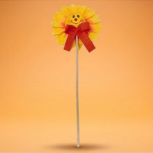 Pick Decorativo de Festa Junina - Flor Sorriso - Laço Laranja - 39cm - 1 unidade - Rizzo