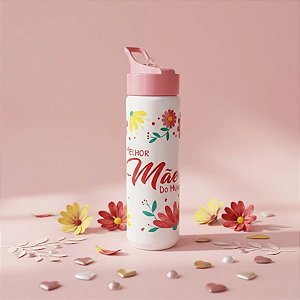 Garrafa Squeeze Body Flip - Melhor Mãe - Branco - 700mL  - 1 unidade - Rizzo
