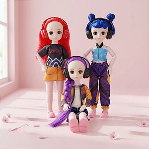 Kit 3 Bonecas Guerreiras do Kpop  Articuladas com Som - 3 unidades - Rizzo