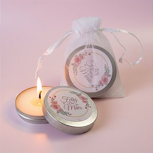 Vela Aromática - Lata Metálica Rosas - "Feliz Dia das Mães" - 20g - 1 unidade - Rizzo