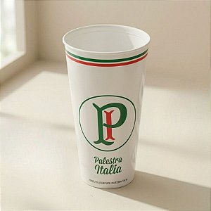 Copo de Plástico -  Palmeiras -  Palestra Italia - Branco - 700mL - 1 unidade - Plasútil - Rizzo