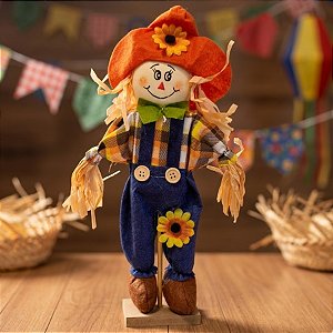 Enfeite Decorativo Espantalho para Festa Junina - Calça Azul - 36x25x6cm - 1 unidade - Cromus - Rizzo