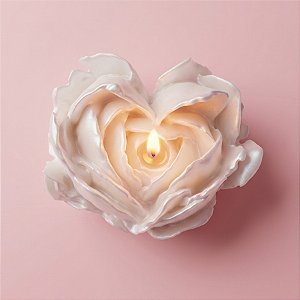 Vela Aromática - Rosa Formato Coração - Branco - 6x5cm - 1 unidade - Rizzo