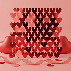 Painel Metalizado Shimmer Wall Coração Vermelho - 30x30cm - 1 unidade - Partiu Festa - Rizzo