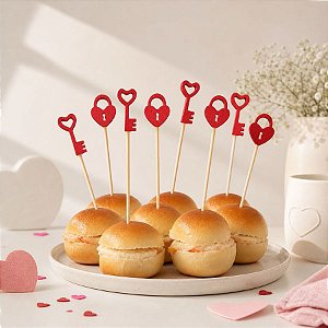 Pick Decorativo para Doces - Chaves e Corações - 20 unidades - Rizzo
