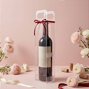 Sacola Quadrada Transparente Bag Para Vinho 750ml - Lisa - 38x7,3cm - 1 unidade - Rizzo